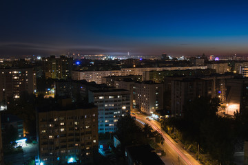 Fototapeta na wymiar Aerial view of night city: Kazan, Russia 