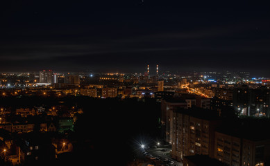 Aerial view of night city: Kazan, Russia 