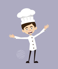 Naklejka premium Chef Vector Illustration Design - waving hand