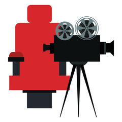 Obraz premium cinema chair with video camera vector illustration design