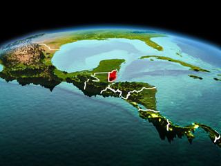 Fototapeta premium Belize on planet Earth in space