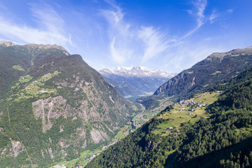 Fototapeta na wymiar Aerial shot, Val Poschiavo. Switzerland