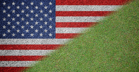 USA Flag Grass Textured Background Design