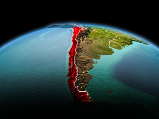Chile on planet Earth in space