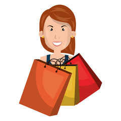 woman with shoppings bags vector illustration design