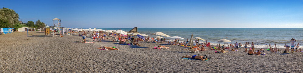 Fototapeta premium Panorama of the beach Phasotron. Mamaika, Sochi, Russia.