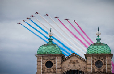 Air display in red white and blue