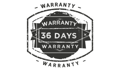36 days warranty icon vintage rubber stamp guarantee