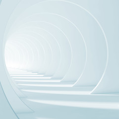3d white corridor with round sections