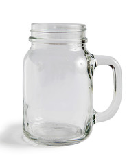 Blank glass jar, mason jar. Isolated on a white background.