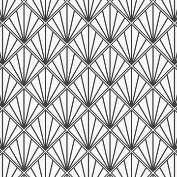 Modern Japanese motif. Interlocking triangles tessellation background. Image with repeated scallops. Fish scale. pattern is on swatches panel