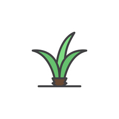 Plant in soil filled outline icon, line vector sign, linear colorful pictogram isolated on white. Agriculture symbol, logo illustration. Pixel perfect vector graphics