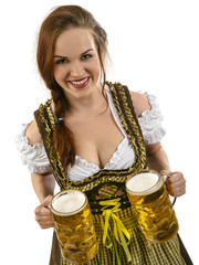 Gorgeous Oktoberfest waitress with beer