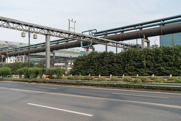 Industrial buildings and urban roads