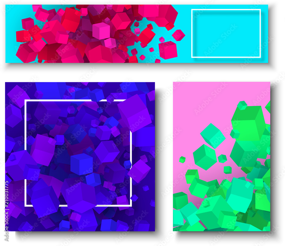 Wall mural backgrounds with color geometric 3d cubes pattern.