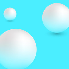 Blue background with white 3d balls.