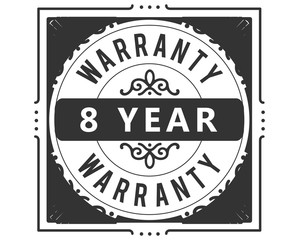8 years warranty icon vintage rubber stamp guarantee