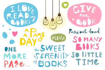 Obraz premium Literature hobby handwriting signs set for design. Vector illustration.