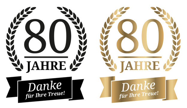 Signet 80 Jahre Gold und Schwarzwei&szlig;
