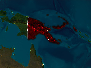 Map of Papua New Guinea at night