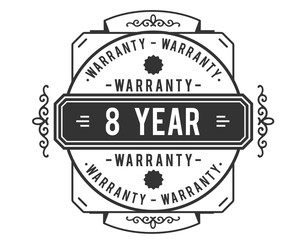 8 years warranty icon vintage rubber stamp guarantee