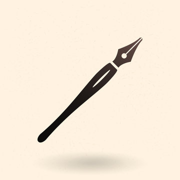 Vector Black Silhouette Icon - Calligraphic Pen