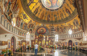 SOCHI, RUSSIA - JUNE 3, 2017: Interior of the Temple of Panteleimon.