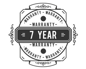 7 years warranty icon vintage rubber stamp guarantee