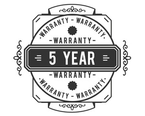 5 years warranty icon vintage rubber stamp guarantee