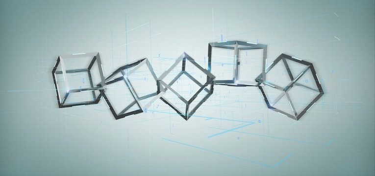 3d rendering blockchain cube isolated on a background