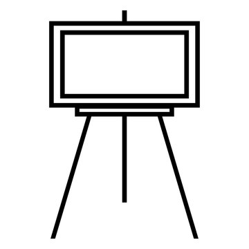Vector Single Black Outline Icon - Easel with Canvas
