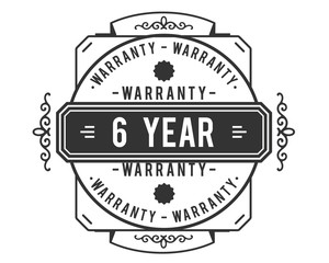 6 years warranty icon vintage rubber stamp guarantee