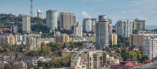 Obraz premium SOCHI, RUSSIA - SEPTEMBER 1, 2017: City high-rise buildings.
