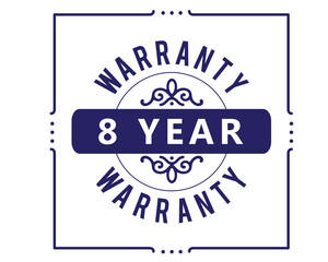 Obraz premium 8 years warranty icon vintage rubber stamp guarantee