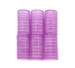 Hair curlers on white background