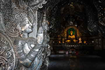 Wat Srisuphan in Chiang mai, northern Thailand, Church built from silver.