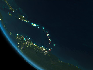 Caribbean at night from orbit