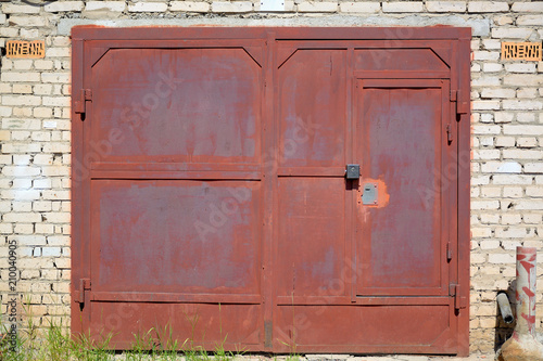 Red Garage Doors With Old Paint Stock Photo And Royalty Free Red Garage Doors With Old Paint