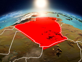 Algeria in sunrise from orbit