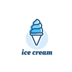 Outline flat logotype of ice cream. Vector logo of dessert
