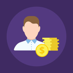 Businessman with Stack of Coins 