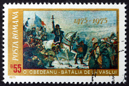 Postage stamp Romania 1975 Vaslui Battle, by Oscar Obedeanu