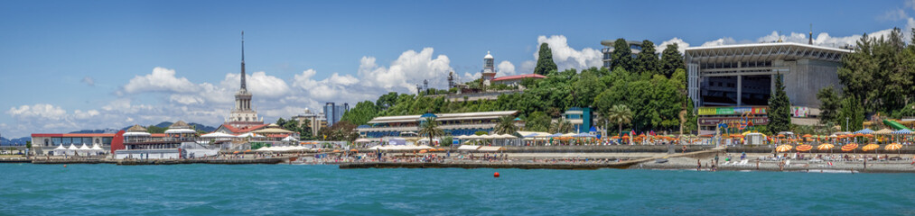 SOCHI, RUSSIA - JUNE 17, 2017: Panoramic view from the sea.