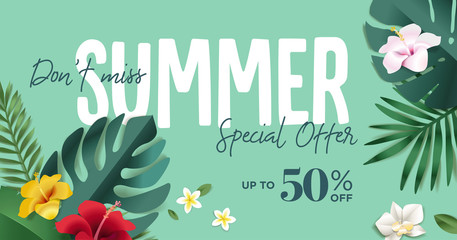 Summer sale vector illustration for mobile and social media banner, poster, shopping ads, marketing material