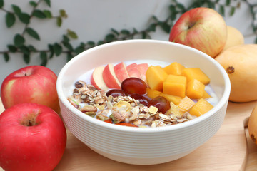 yogurt with mixed fruit topping