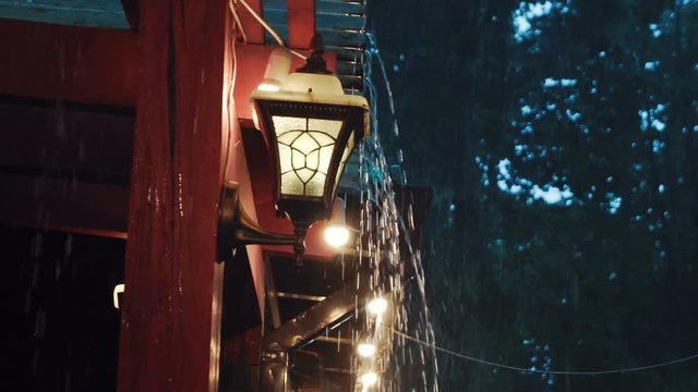 street vintage lamp in the rain.