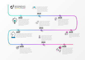 Infographic design template. Timeline concept with 9 steps