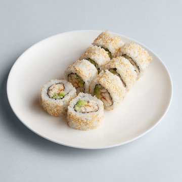 California sushi rolls on plate