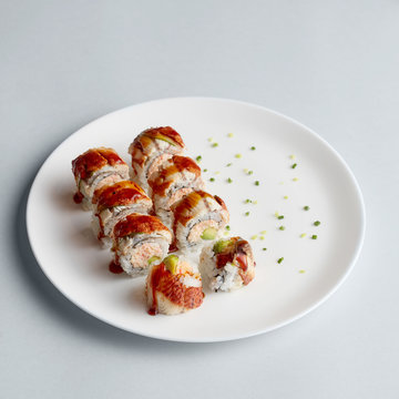 California sushi rolls on plate