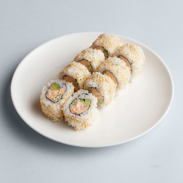 California sushi rolls on plate